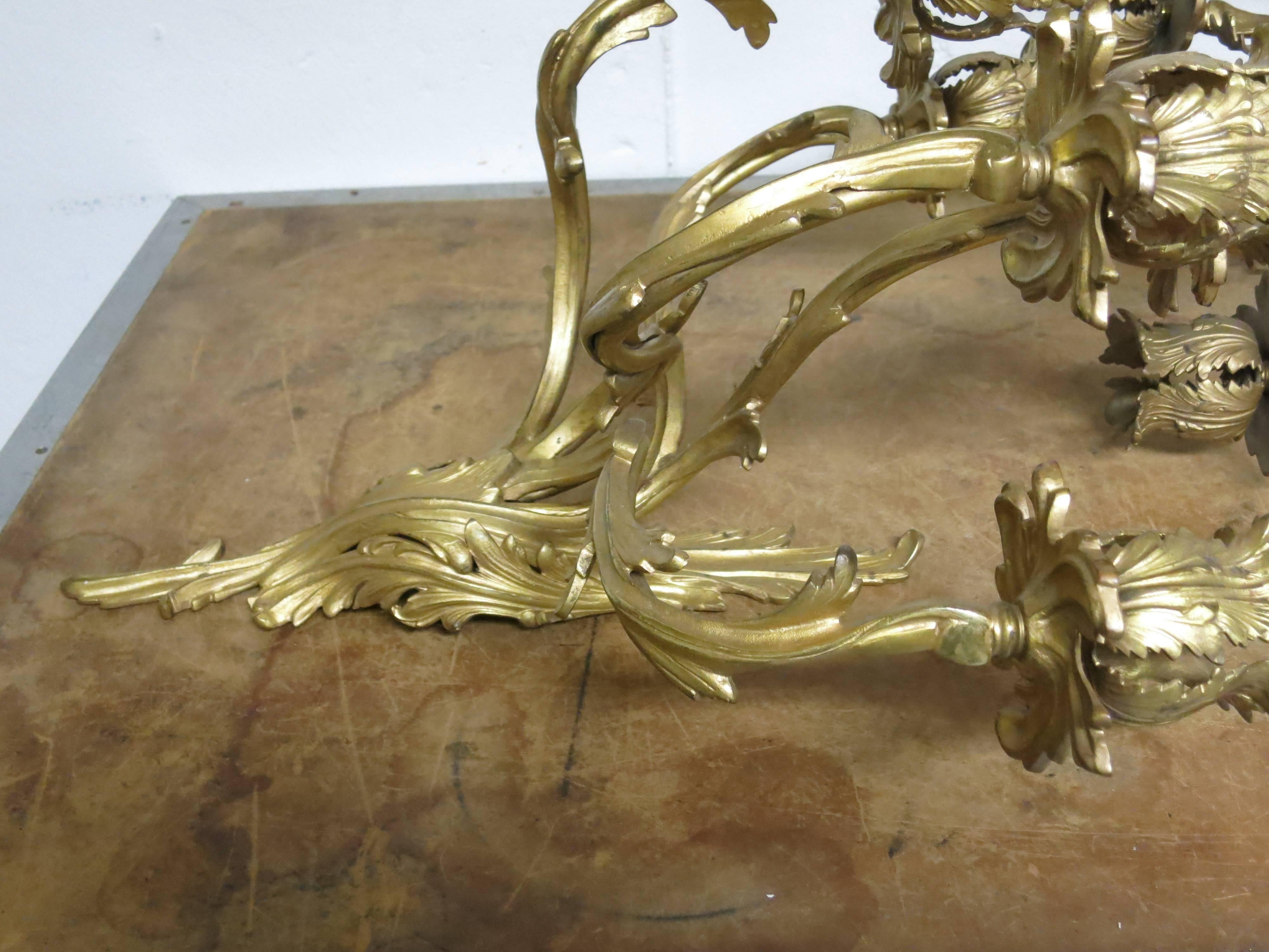 Brass Pair of Gilt French Sconces Louis XV Style For Sale