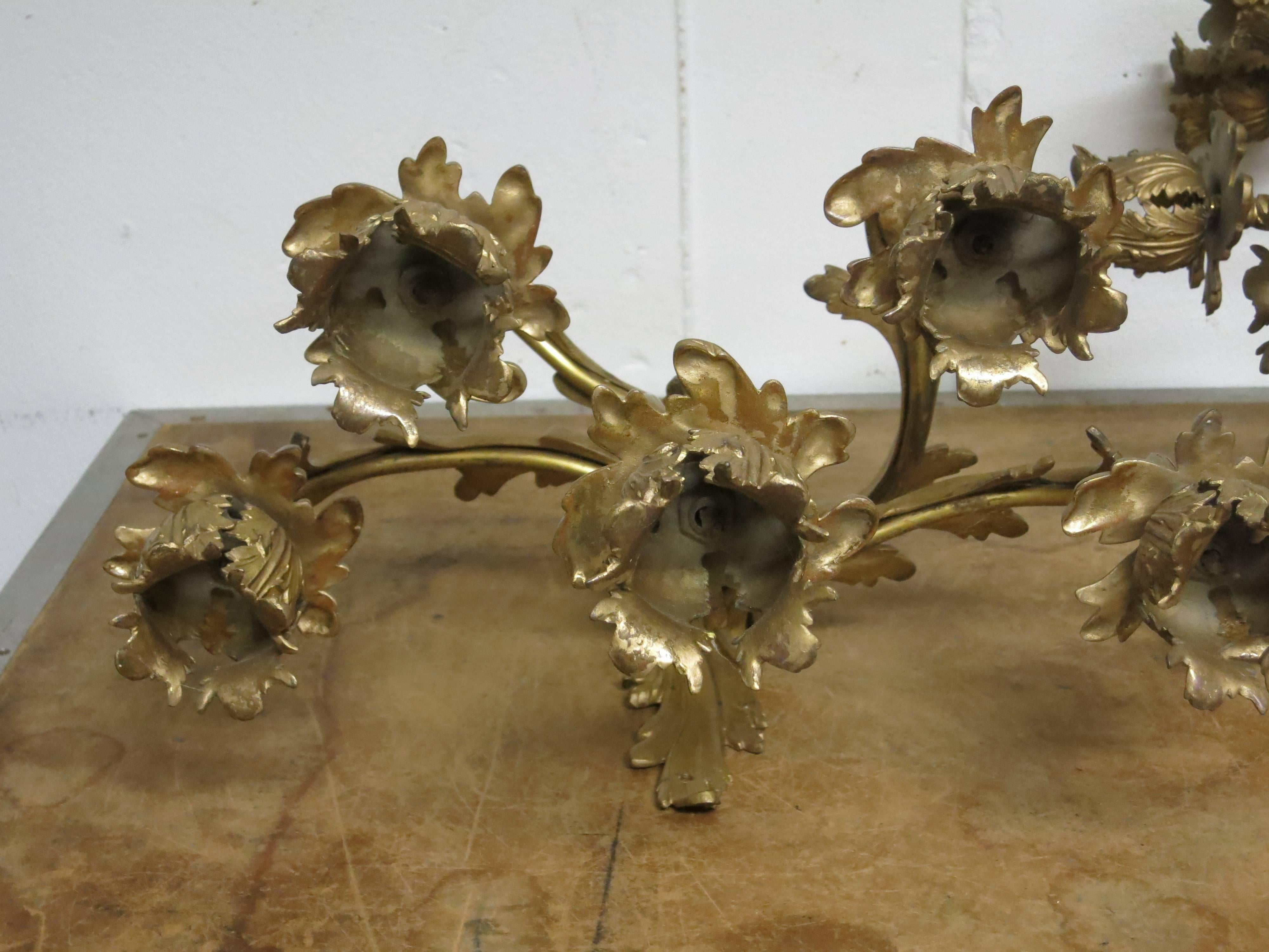 Pair of Gilt French Sconces Louis XV Style For Sale 1