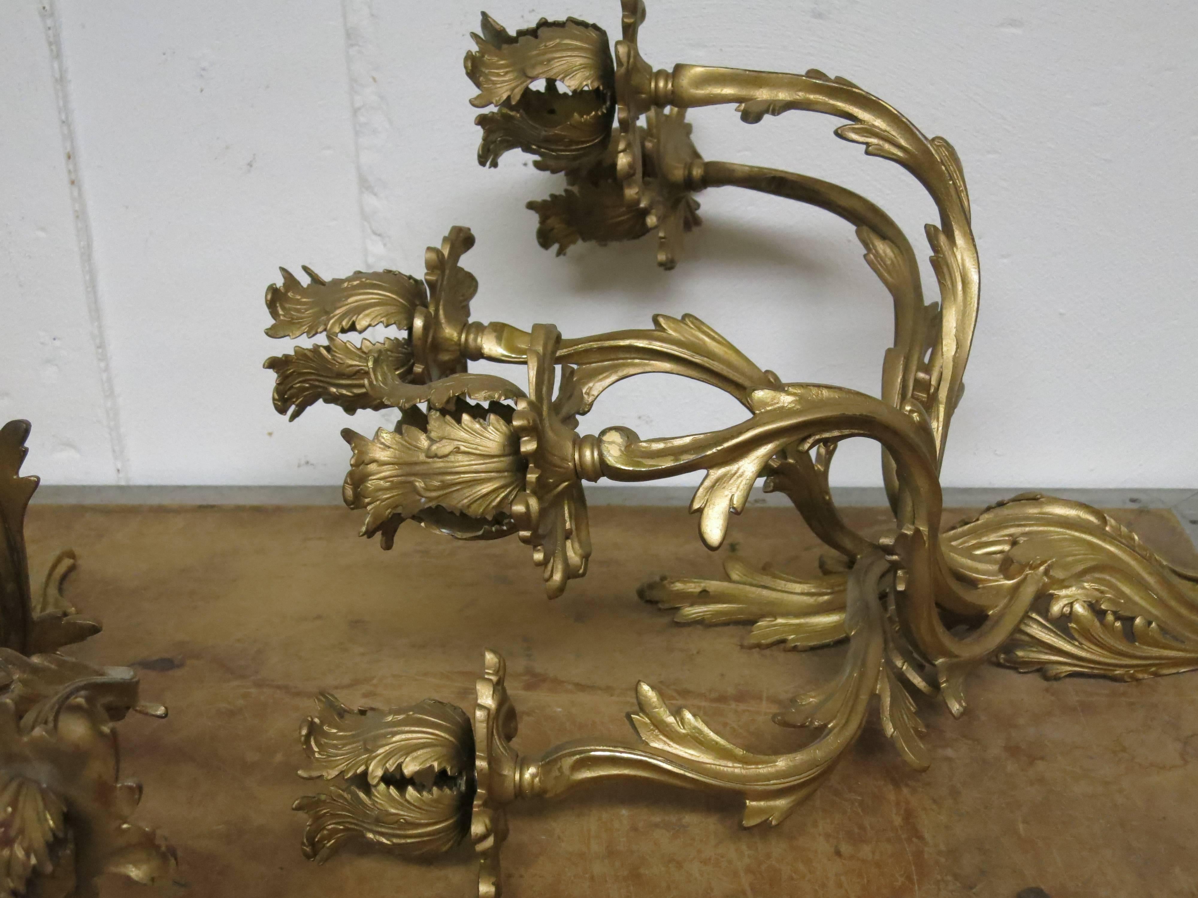 Pair of Gilt French Sconces Louis XV Style For Sale 2