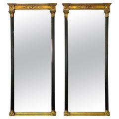 Pair of Gilt Gold and Ebony Wall, Console or Pier Mirrors