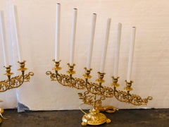 Pair of Gilt Gold Candelabras