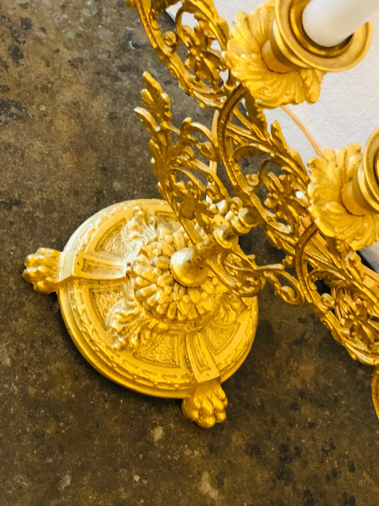 Pair of Gilt Gold Candelabras In Excellent Condition For Sale In Dallas, TX