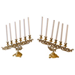 Pair of Gilt Gold Candelabras