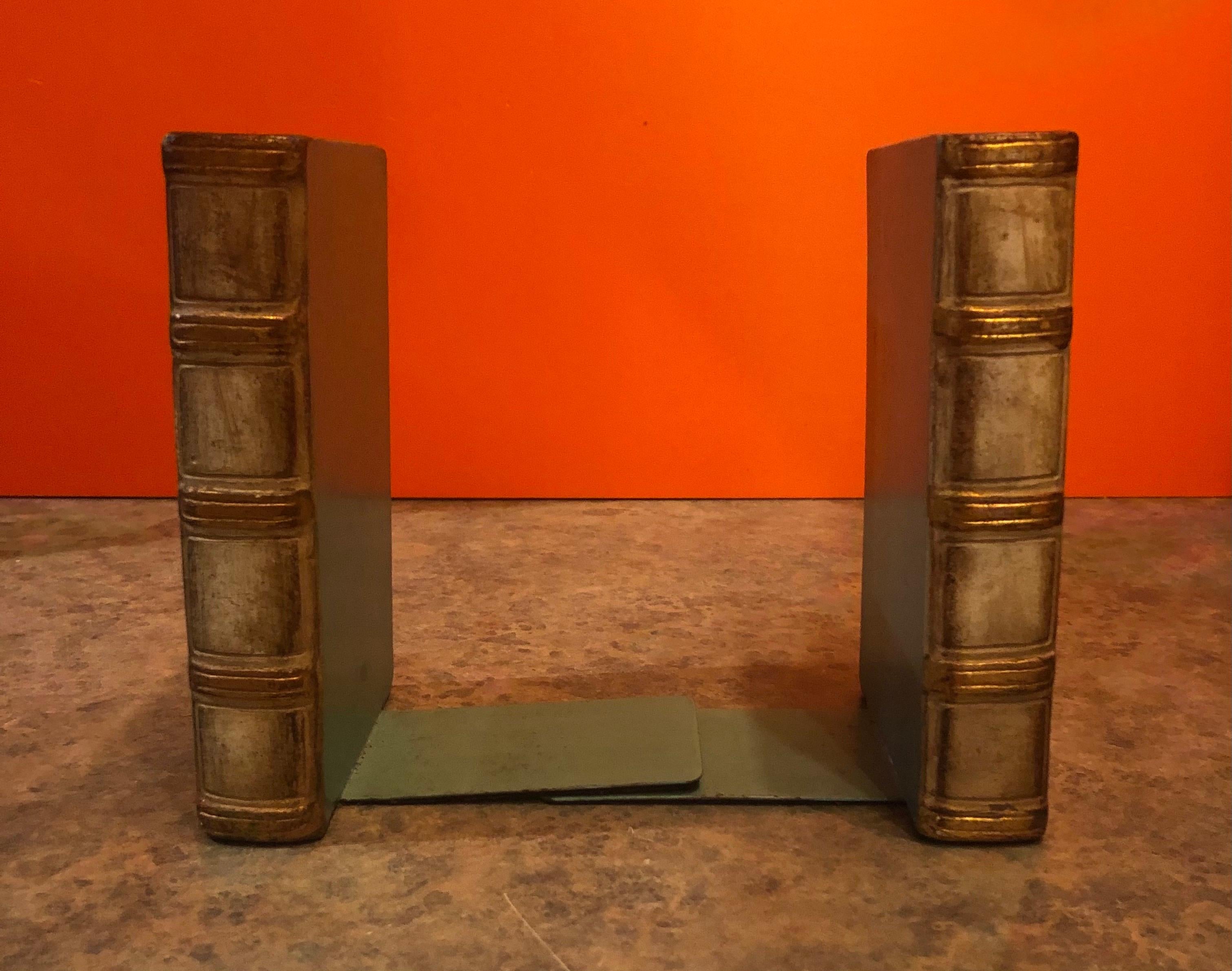 20th Century Pair of Gilt Hollywood Regency Bookends by Borghese For Sale
