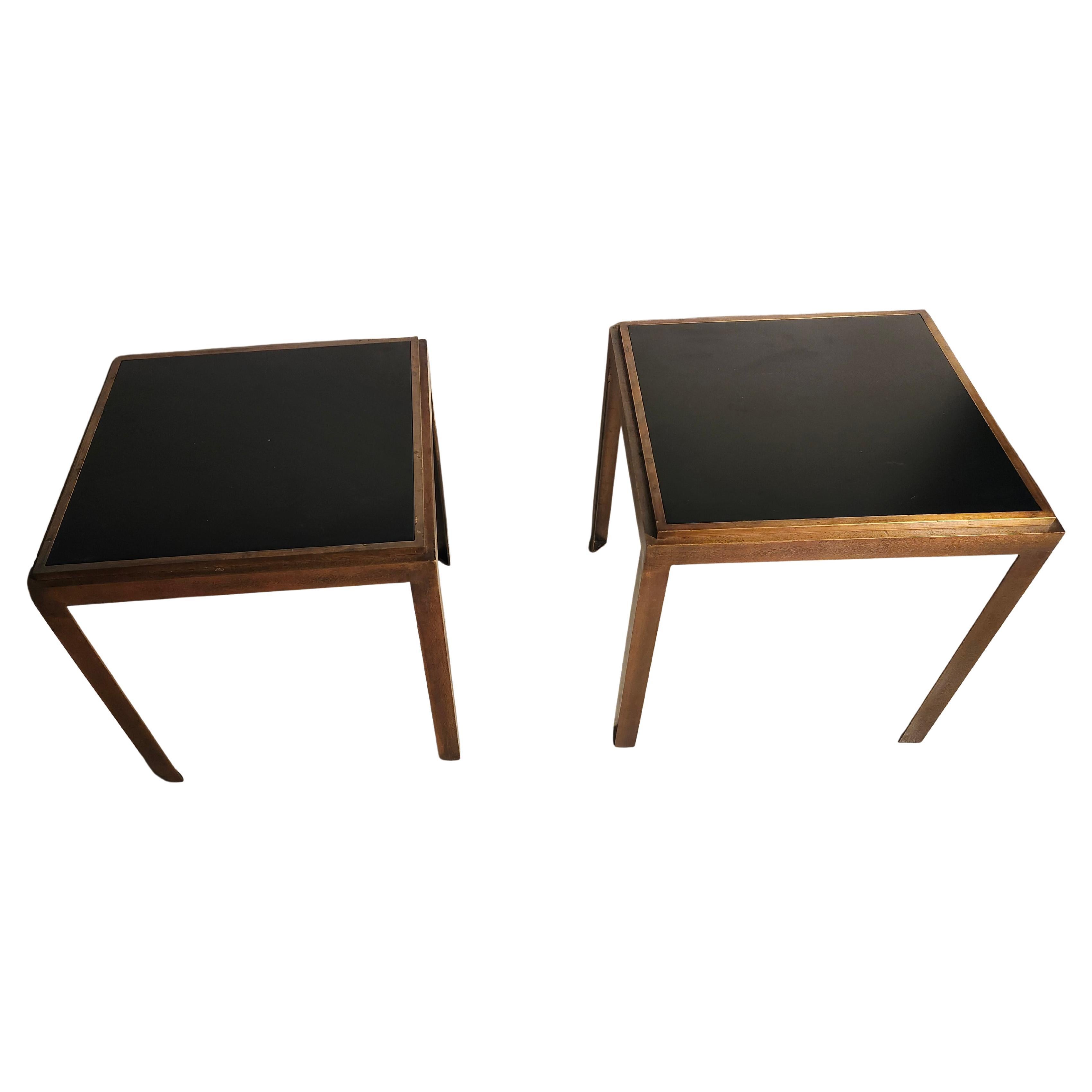 Pair of Gilt Iron Architectural Tables with Black Iron Tops high Quality For Sale 4