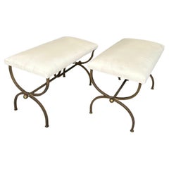Pair of Gilt Iron Benches in Muslin