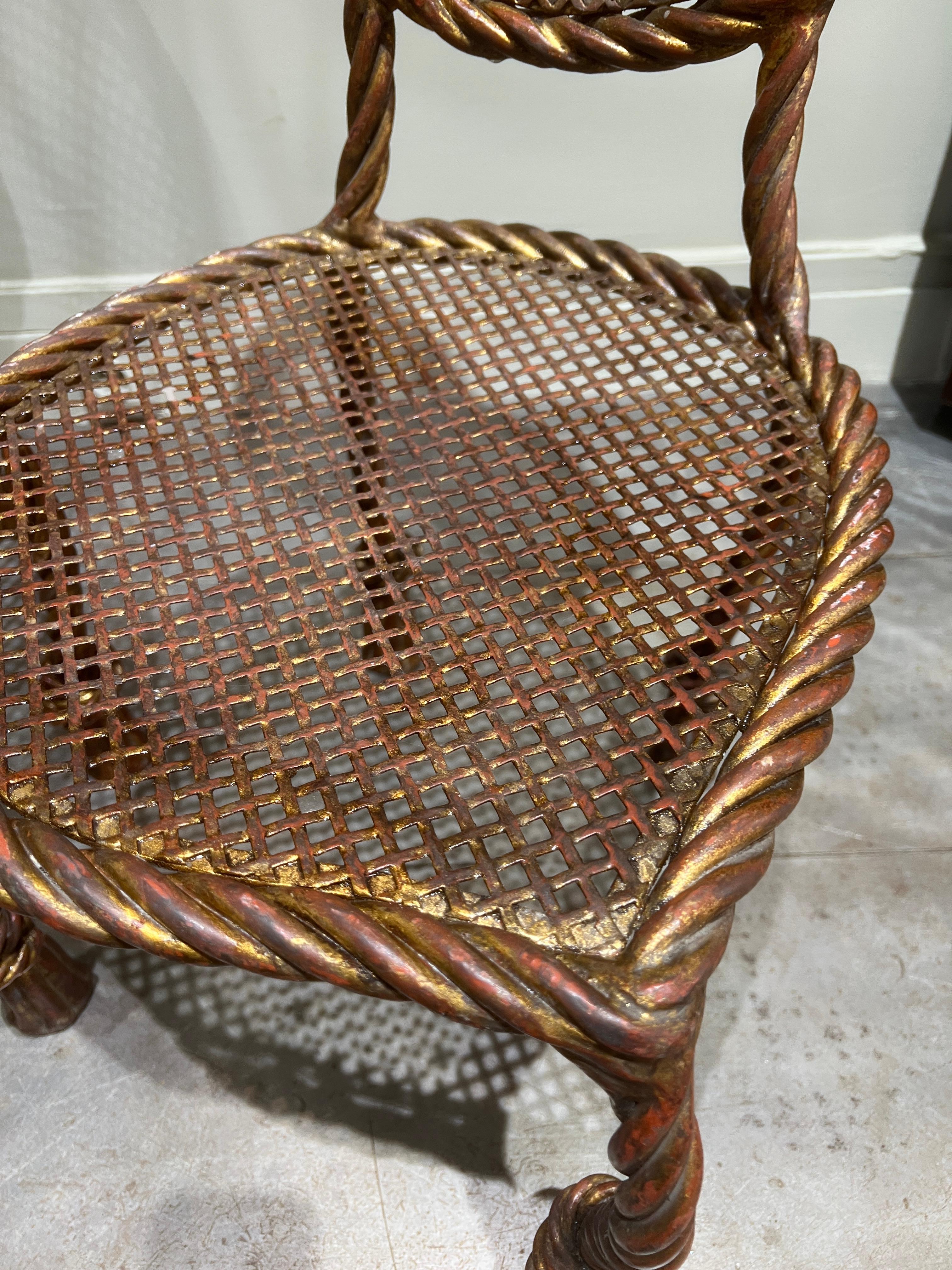 French Pair of Gilt Iron Chairs Maison Ramsay, circa 1930 