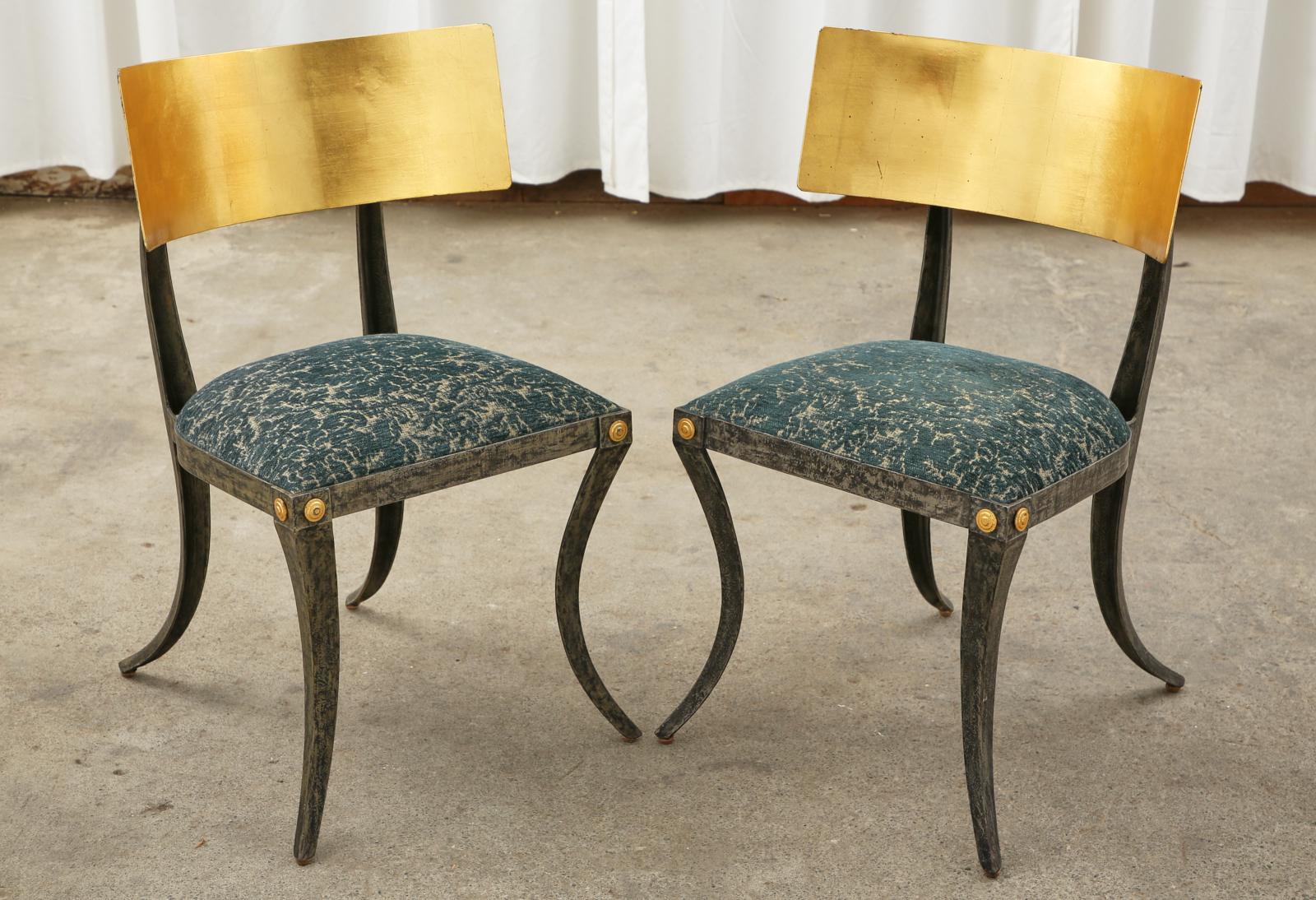 20th Century Pair of Gilt Iron Klismos Chairs by Ched Berenguer-Topacio