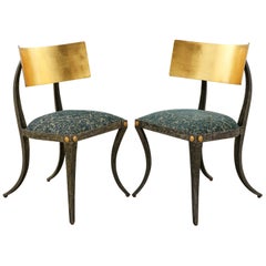 Pair of Gilt Iron Klismos Chairs by Ched Berenguer-Topacio