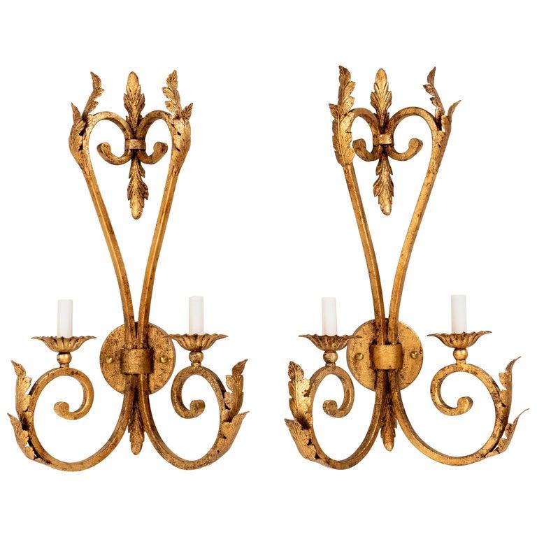 Pair of Gilt Iron Sconces 1