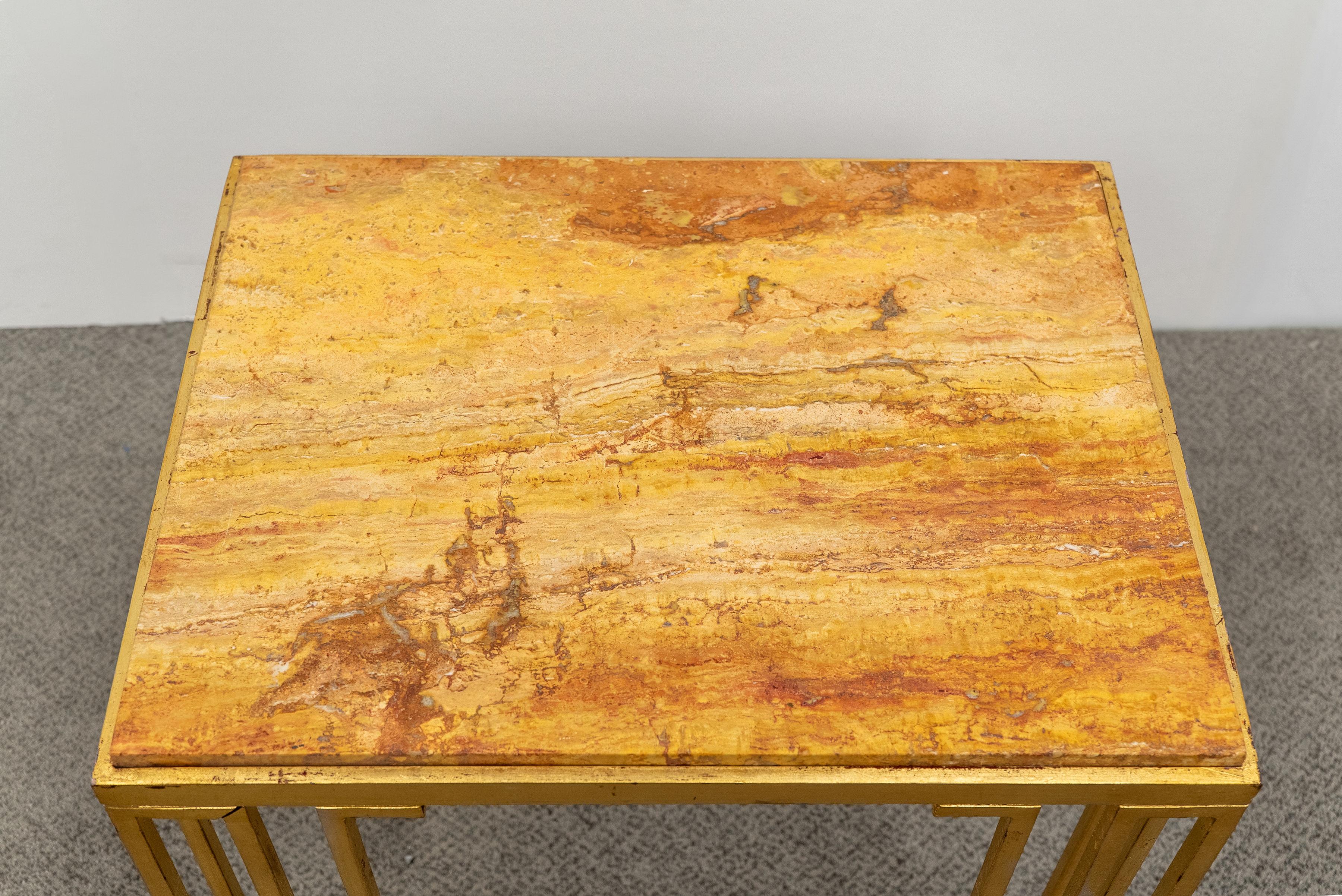 Pair of Gilt Iron & Travertine 