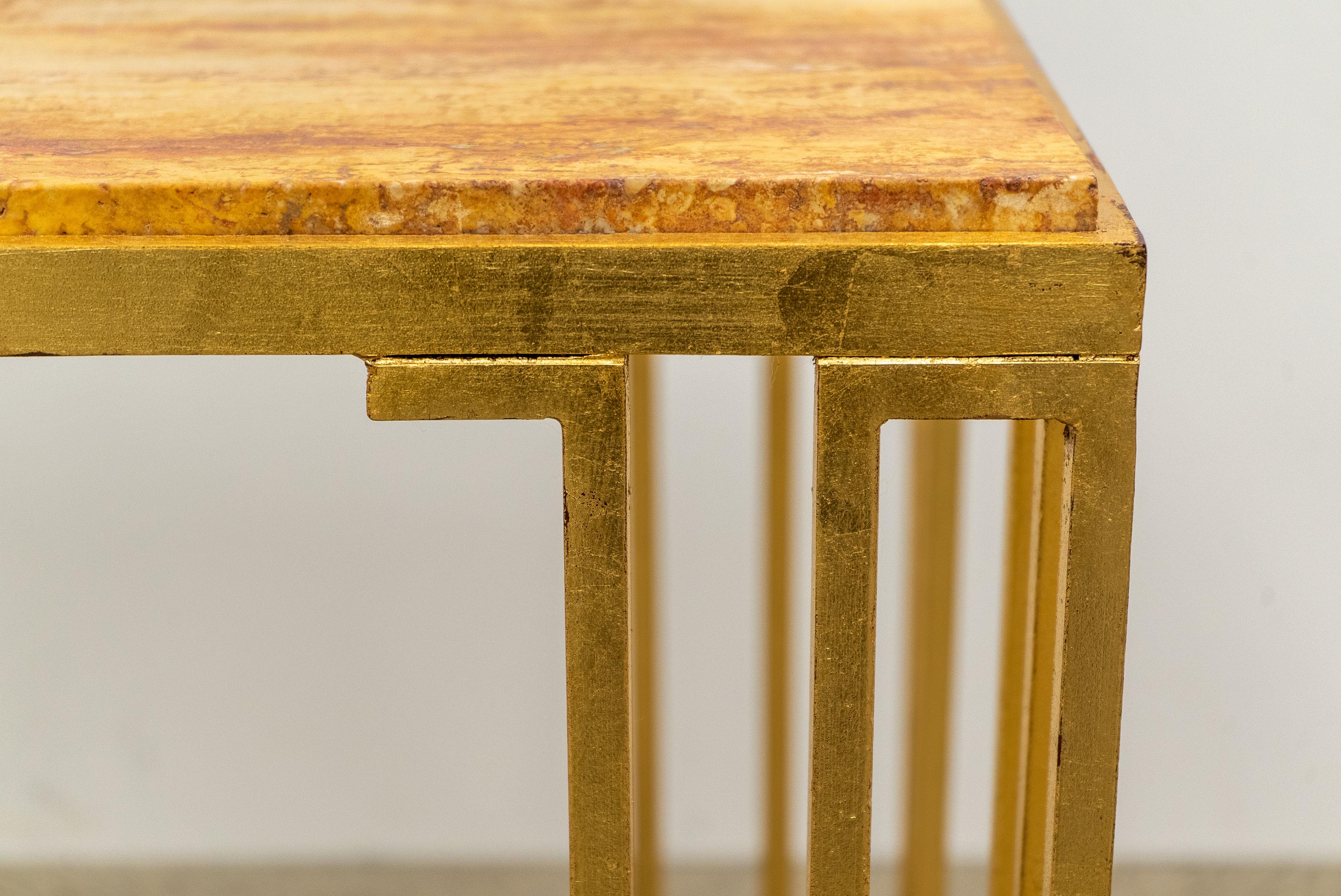 Pair of Gilt Iron & Travertine 