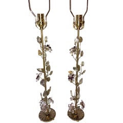 Pair of Gilt Lamps with Amethyst Flowers