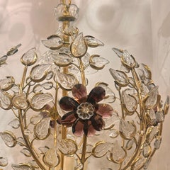 Pair of Gilt Lanterns with Glass Amethyst Flowers, Sold Individually