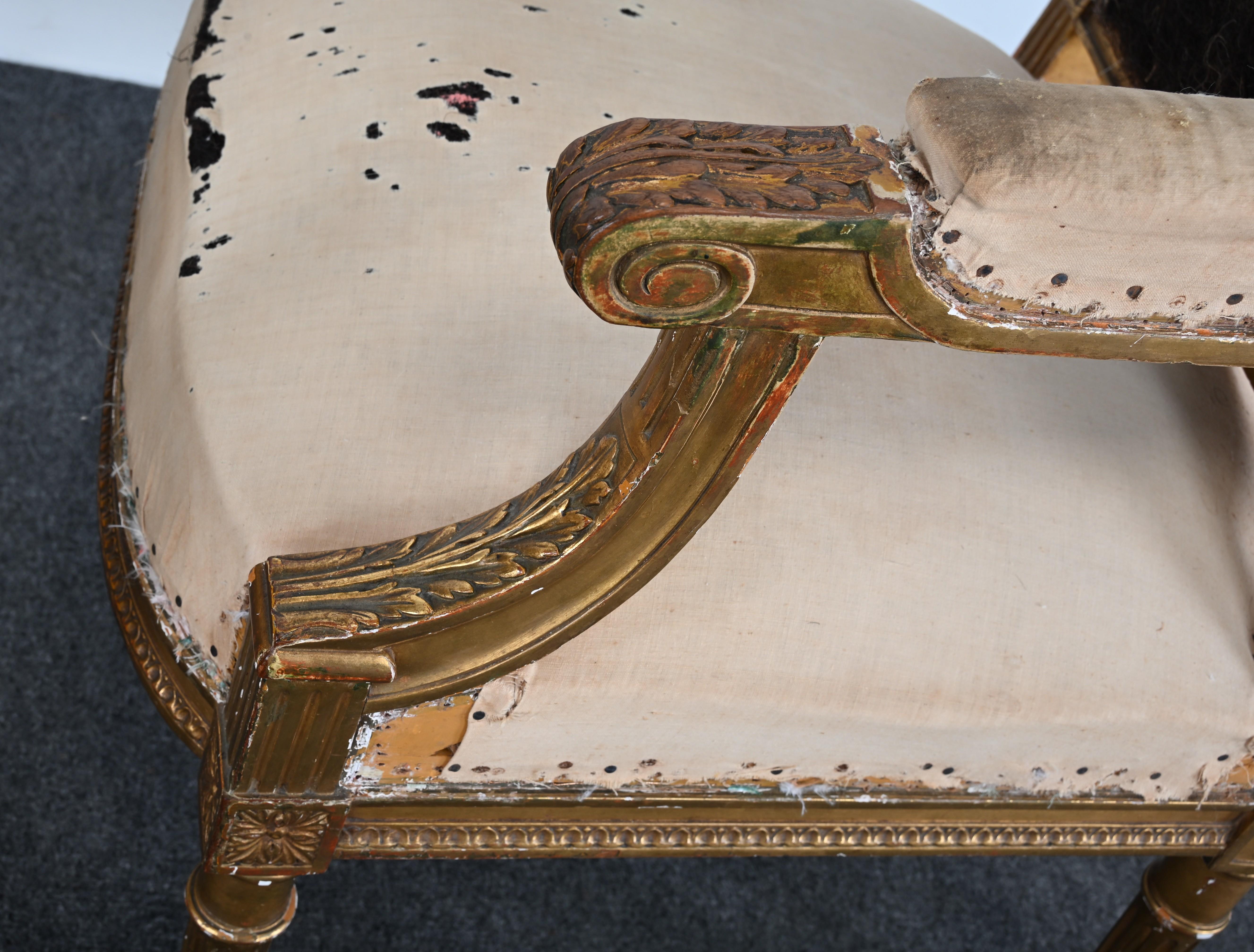 Pair of Gilt Louis XVI French Chairs, circa 1900 For Sale 8