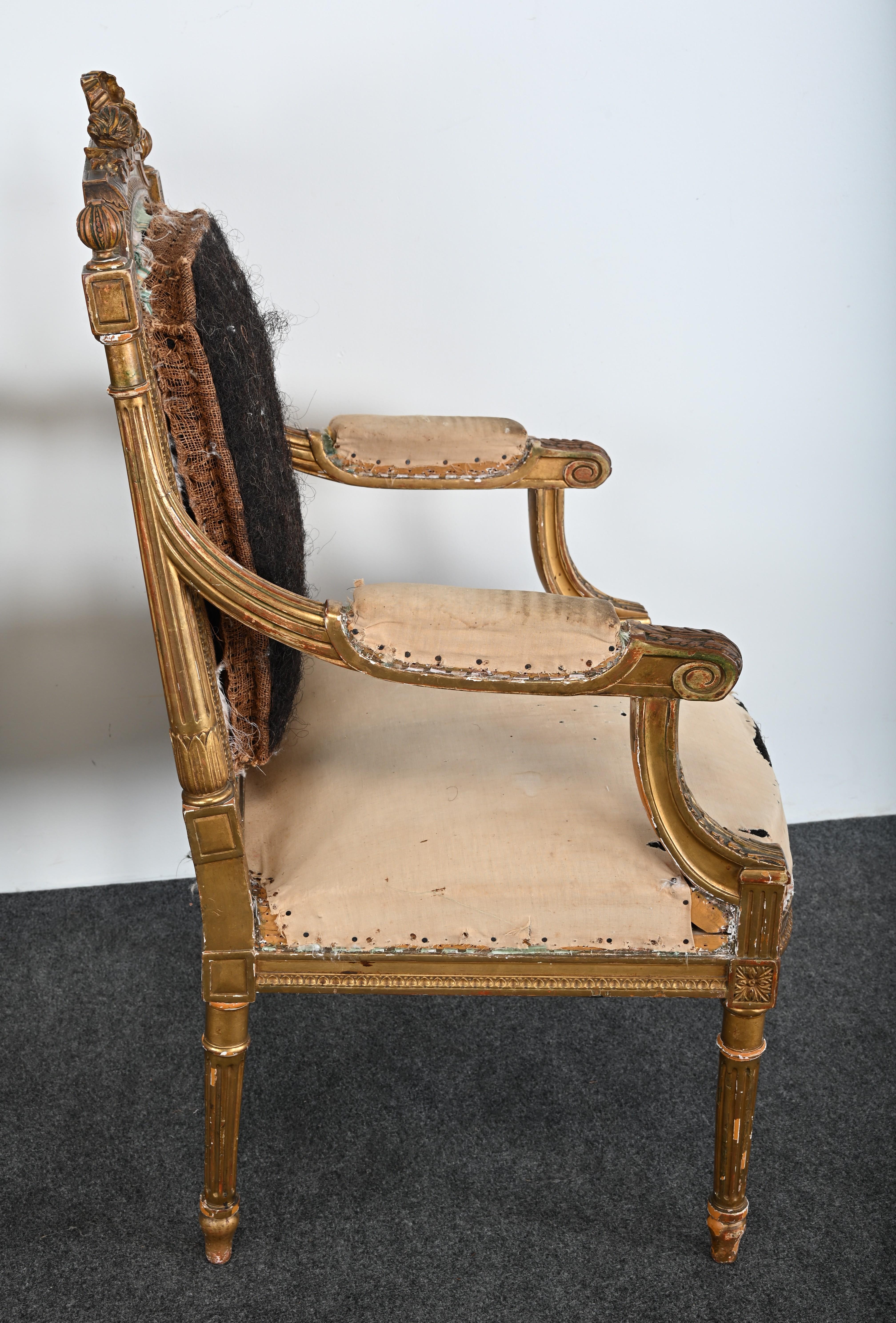 Pair of Gilt Louis XVI French Chairs, circa 1900 For Sale 15