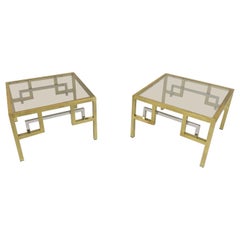 Pair of Gilt Metal and Chrome Side Tables
