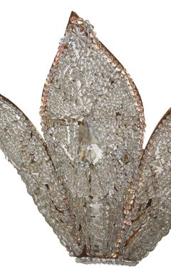 Pair of Gilt Metal and Crystal Light Fixtures, Sold Individually