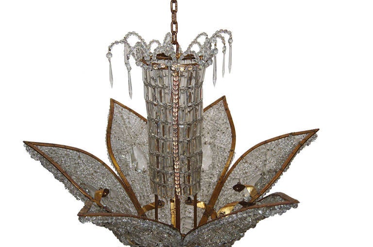 French Pair of Gilt Metal and Crystal Light Fixtures, Sold Individually For Sale