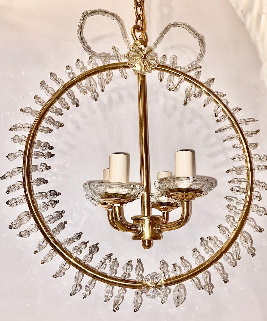 Pair of Gilt Metal and Crystal Light Fixtures, Sold Individually In Good Condition For Sale In New York, NY