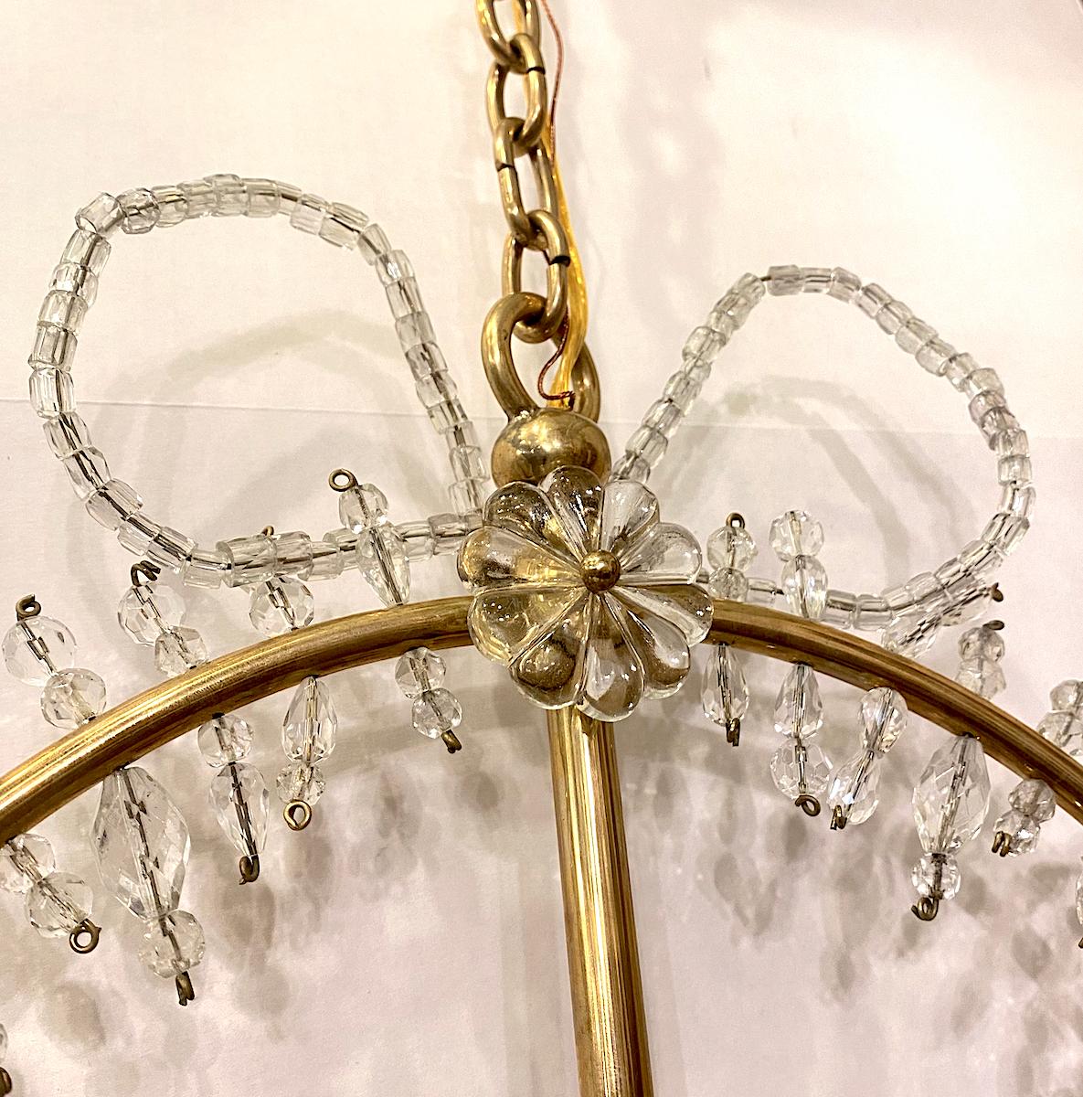 Pair of Gilt Metal and Crystal Light Fixtures, Sold Individually For Sale 2