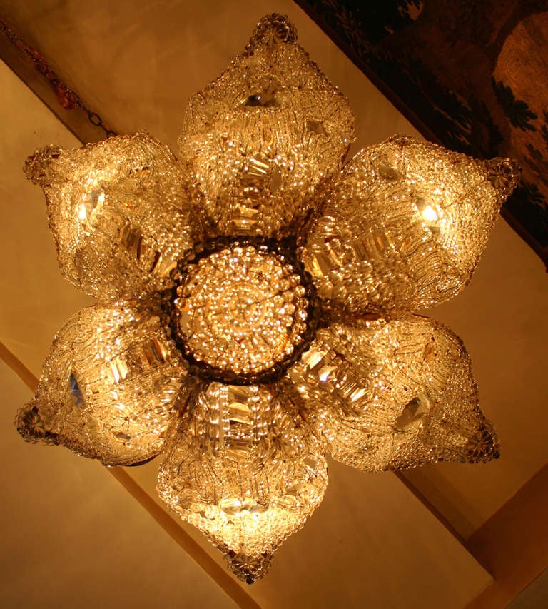 Pair of Gilt Metal and Crystal Light Fixtures, Sold Individually For Sale 1