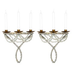Pair of Gilt Metal and Glass Wall Sconces