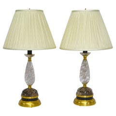 Pair of Gilt Metal and Rock Crystal Lamp Bases