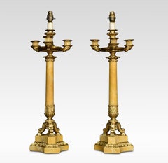 Pair of Gilt Metal and Sienna Marble Table Lamps