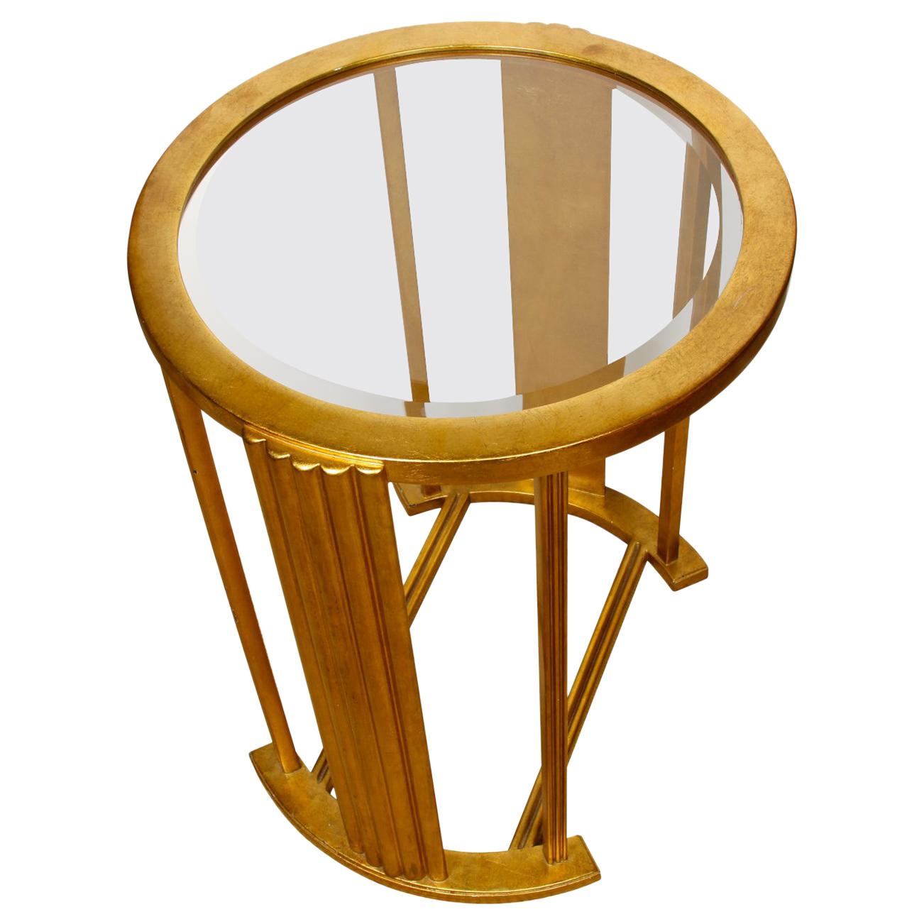 Pair of Gilt Metal Deco Glass Top Tables at 1stDibs