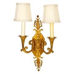 Pair of Gilt Metal Empire Two-Arm Sconces