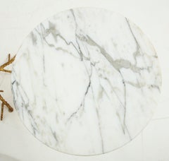 Pair of Gilt Metal Faux Bois Side Tables with Marble Top