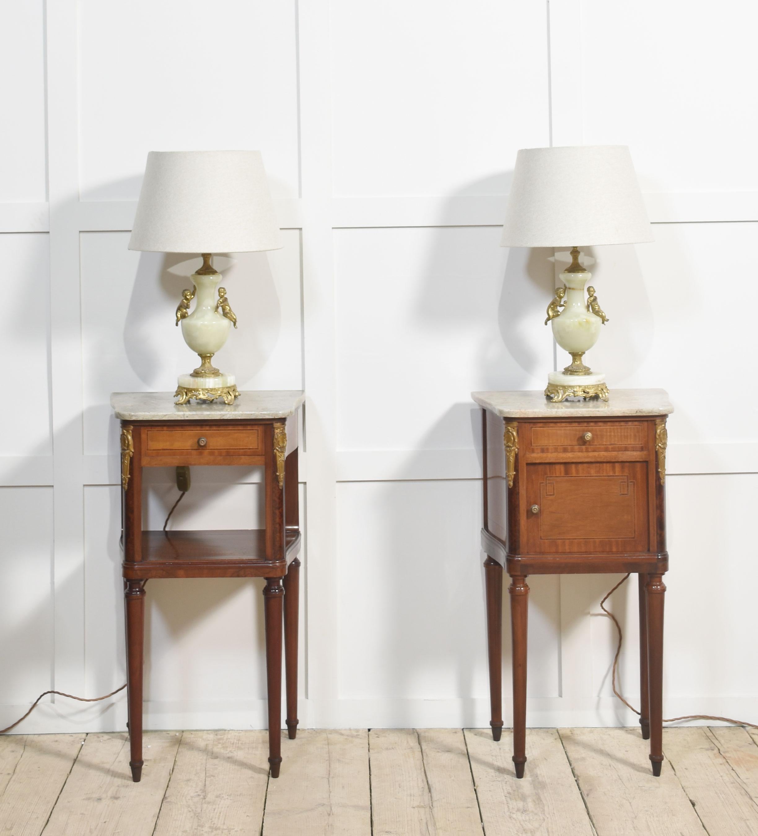 Pair of gilt metal mounted bedside cabinets For Sale 7