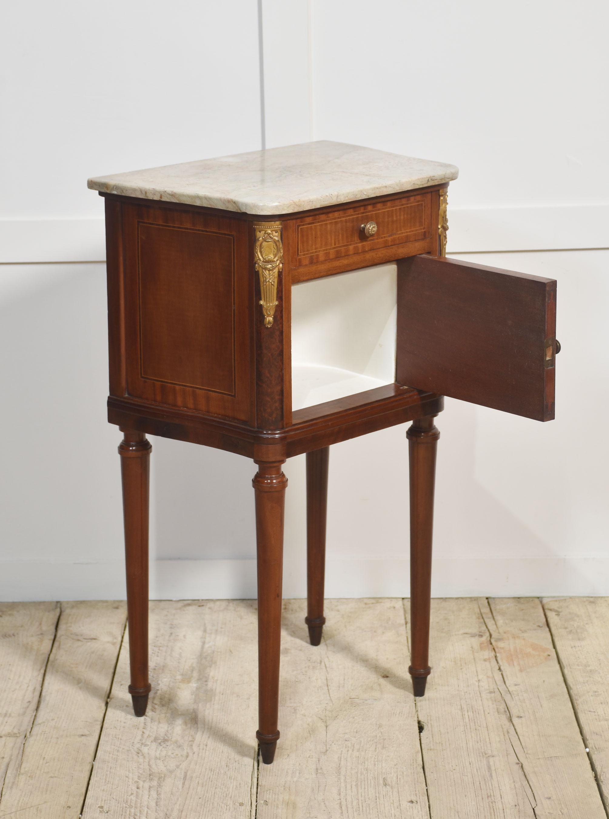 French Pair of gilt metal mounted bedside cabinets For Sale