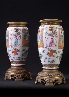 Pair of Gilt Metal Mounted Late 19th Century Canton Lamp Bases