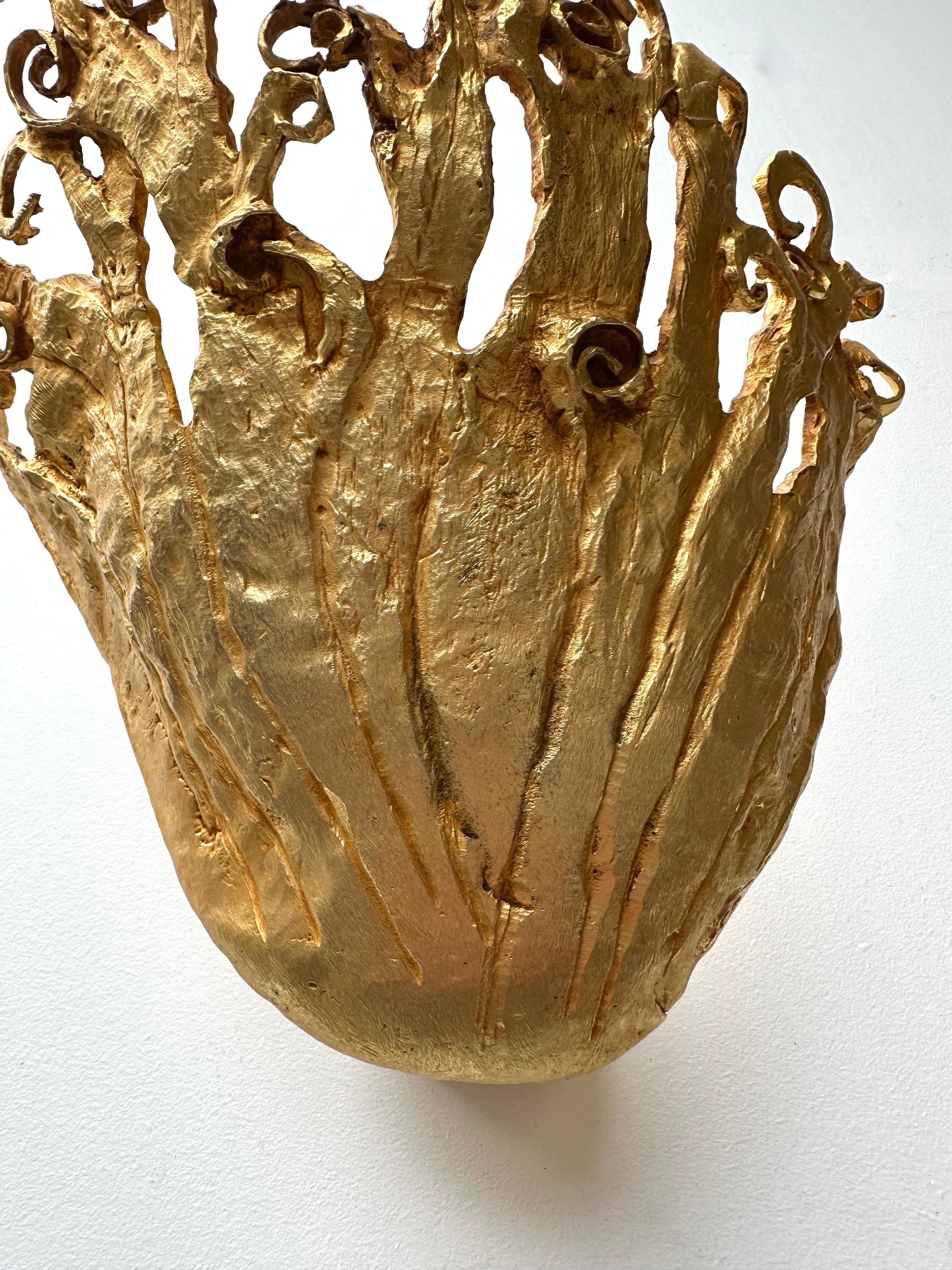 Paire d'appliques en métal doré de Fondica, France, années 1990 Bon état - En vente à SAINT-OUEN, FR