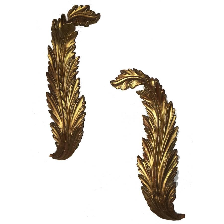 French Pair of Gilt Metal Sconces