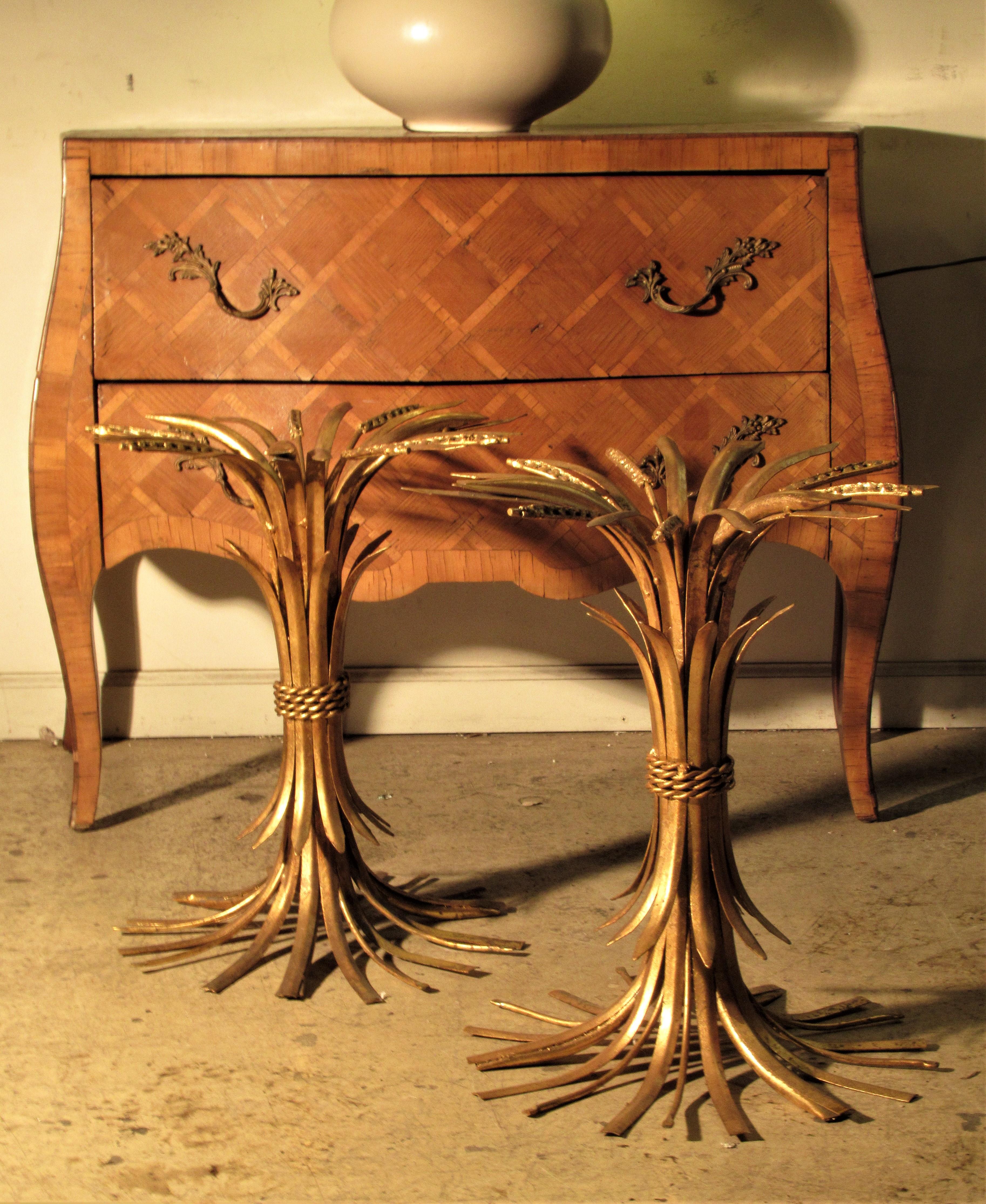 Pair of Gilt Metal Sheaf of Wheat Tables 2