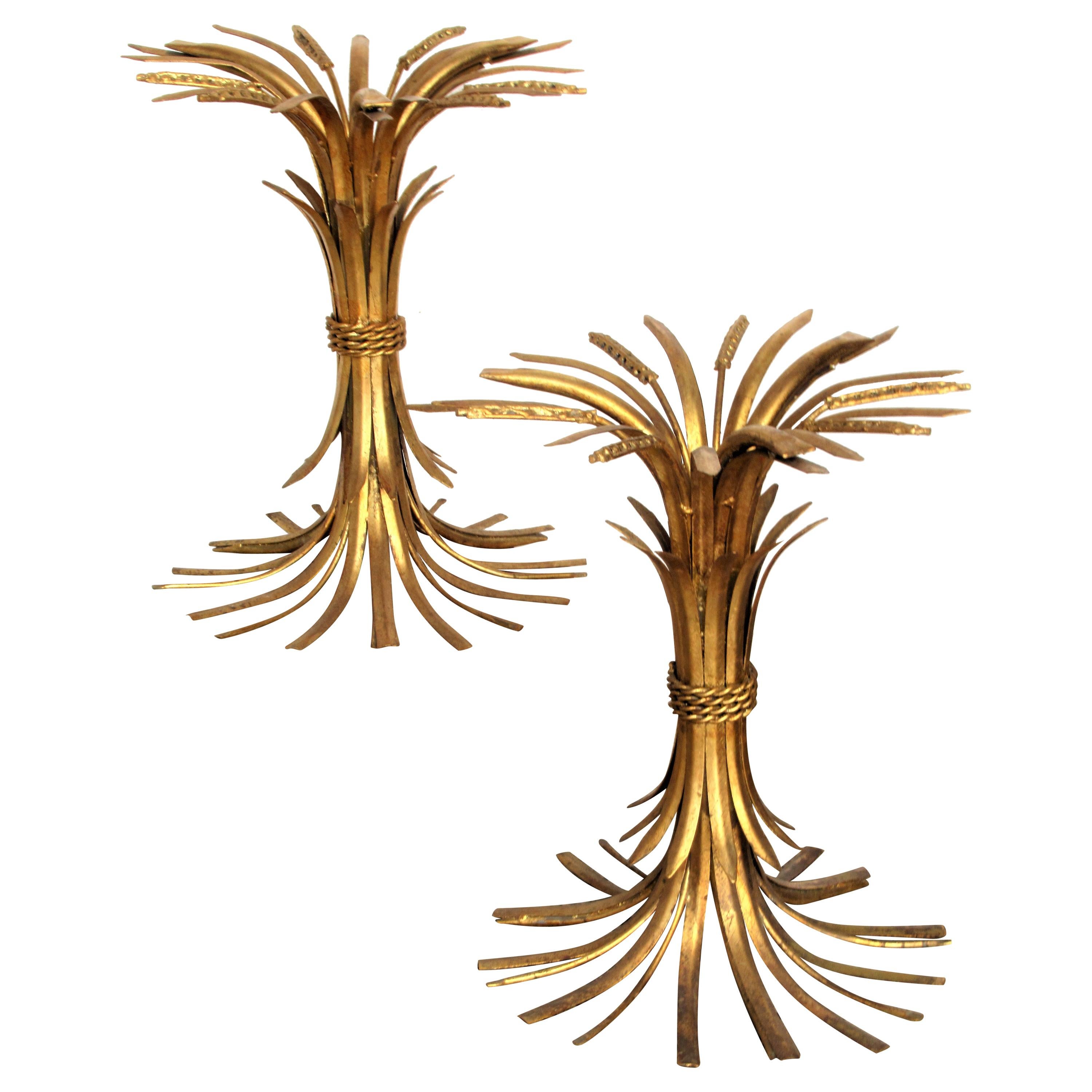 Pair of Gilt Metal Sheaf of Wheat Tables