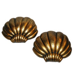 Pair of Gilt Metal Shell Sconces