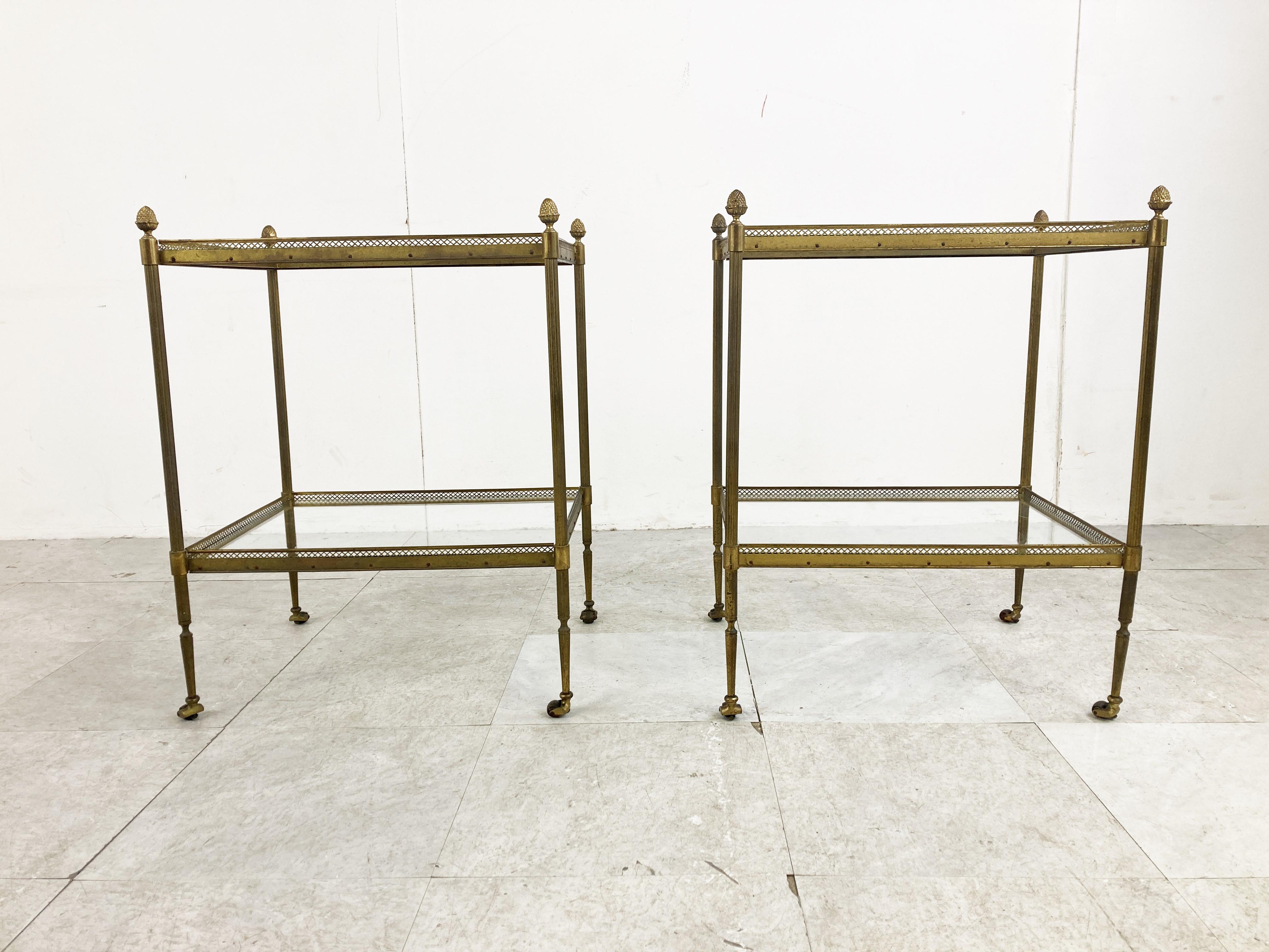 French Pair of Gilt Metal Side Tables by Maison Jansen, 1960s
