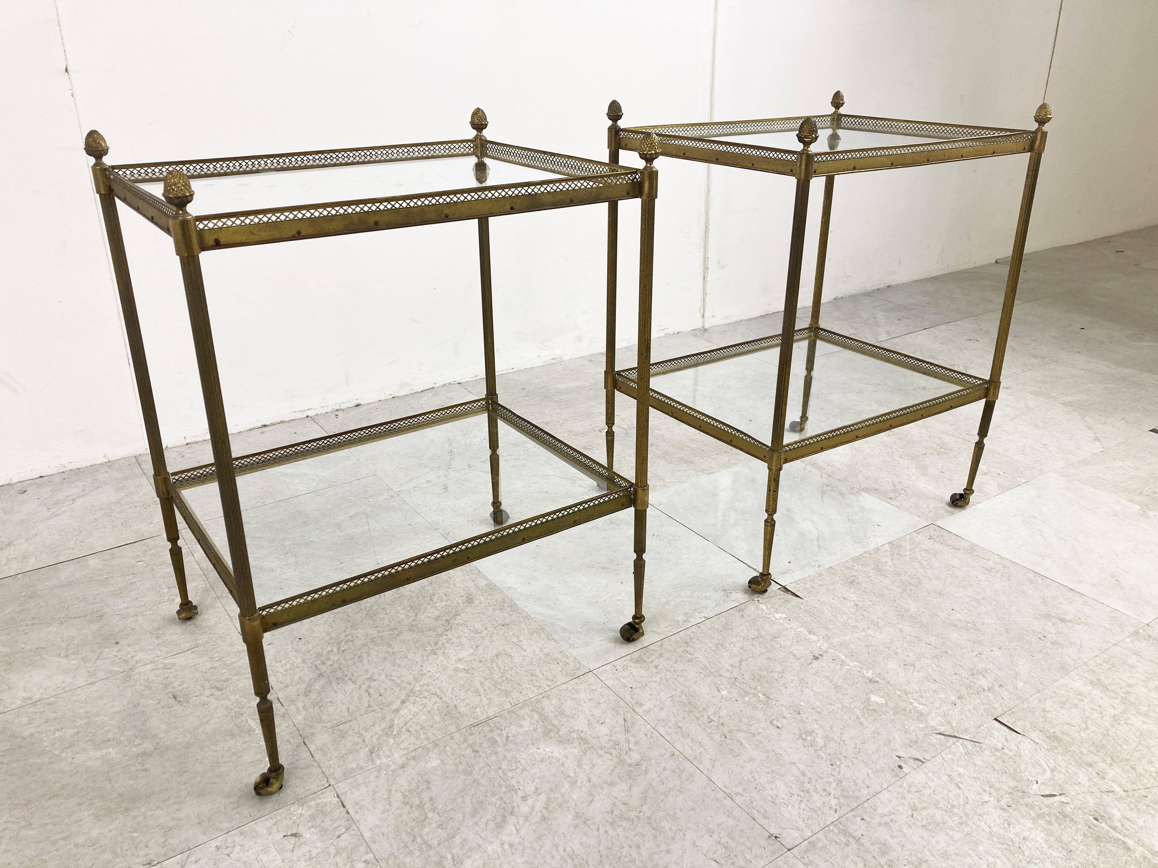 Pair of Gilt Metal Side Tables by Maison Jansen, 1960s In Good Condition In HEVERLEE, BE