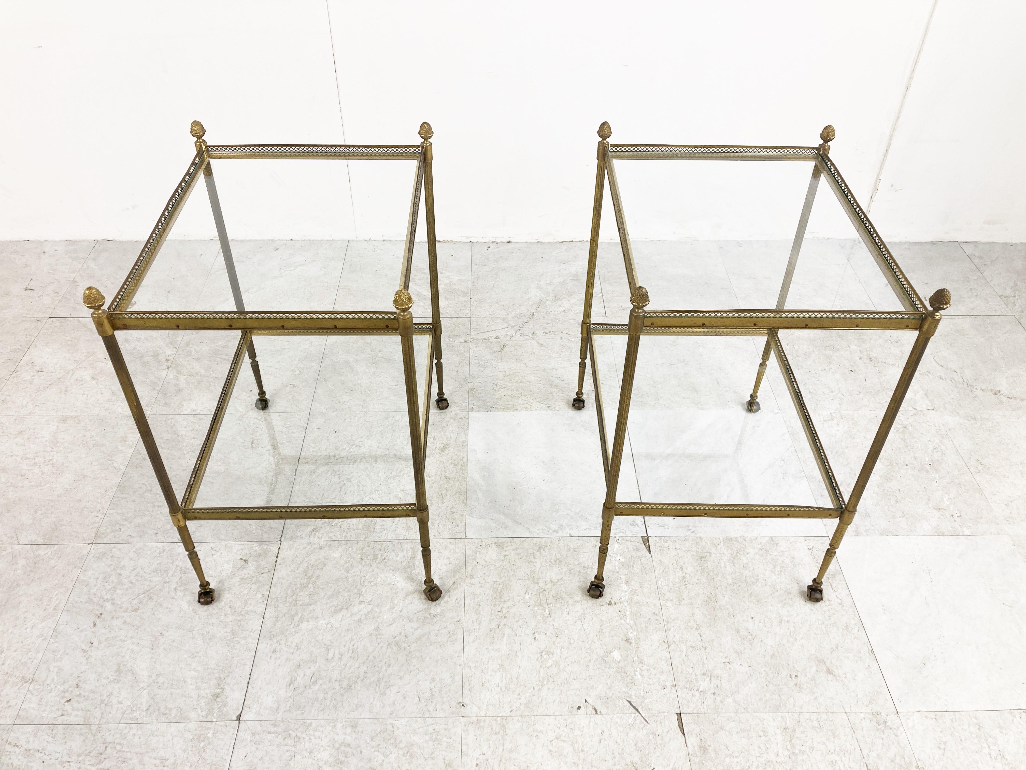 Mid-20th Century Pair of Gilt Metal Side Tables by Maison Jansen, 1960s