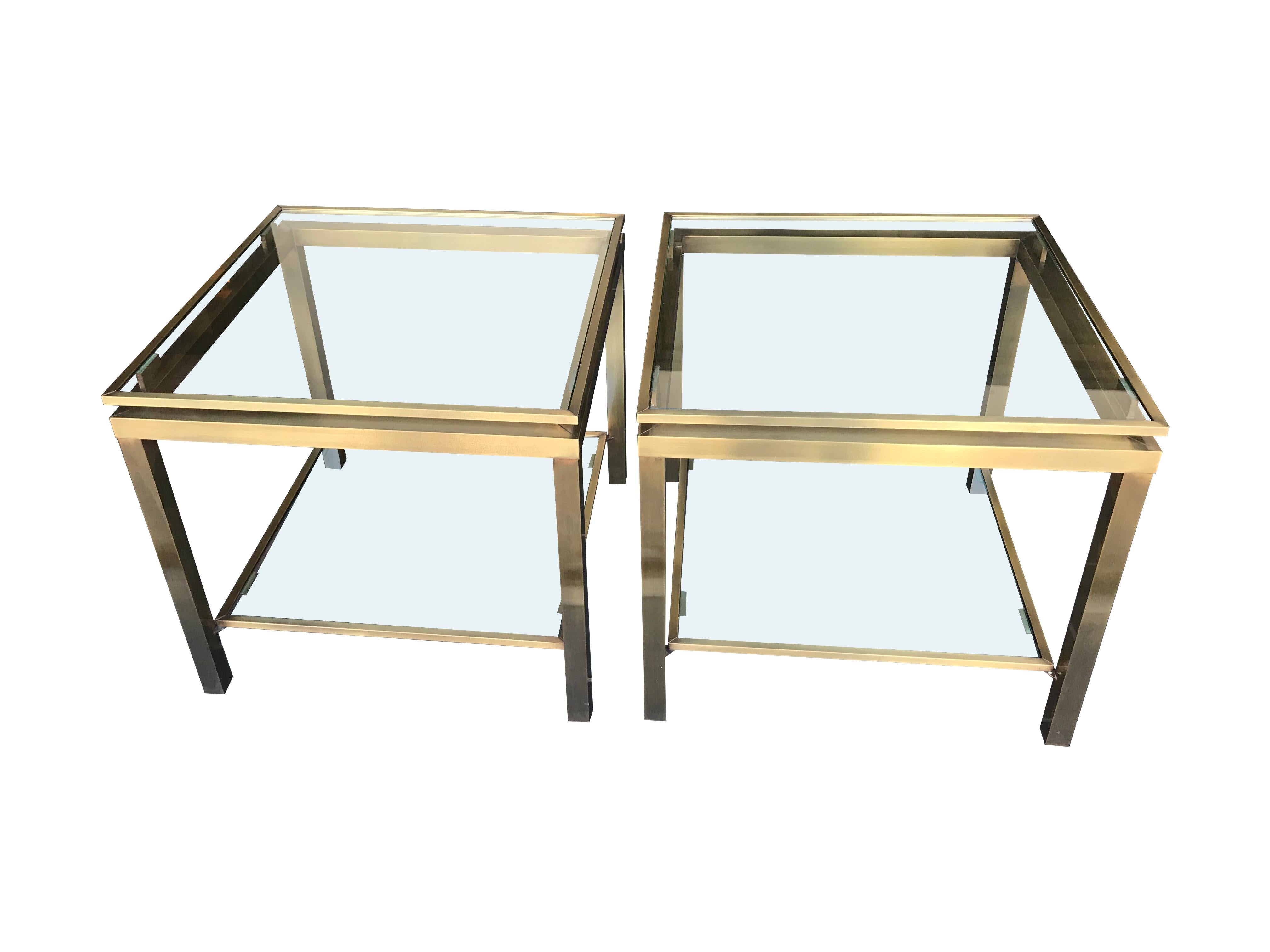 Pair of Gilt Metal Side Tables in the Guy Lefevre Style In Good Condition In London, GB