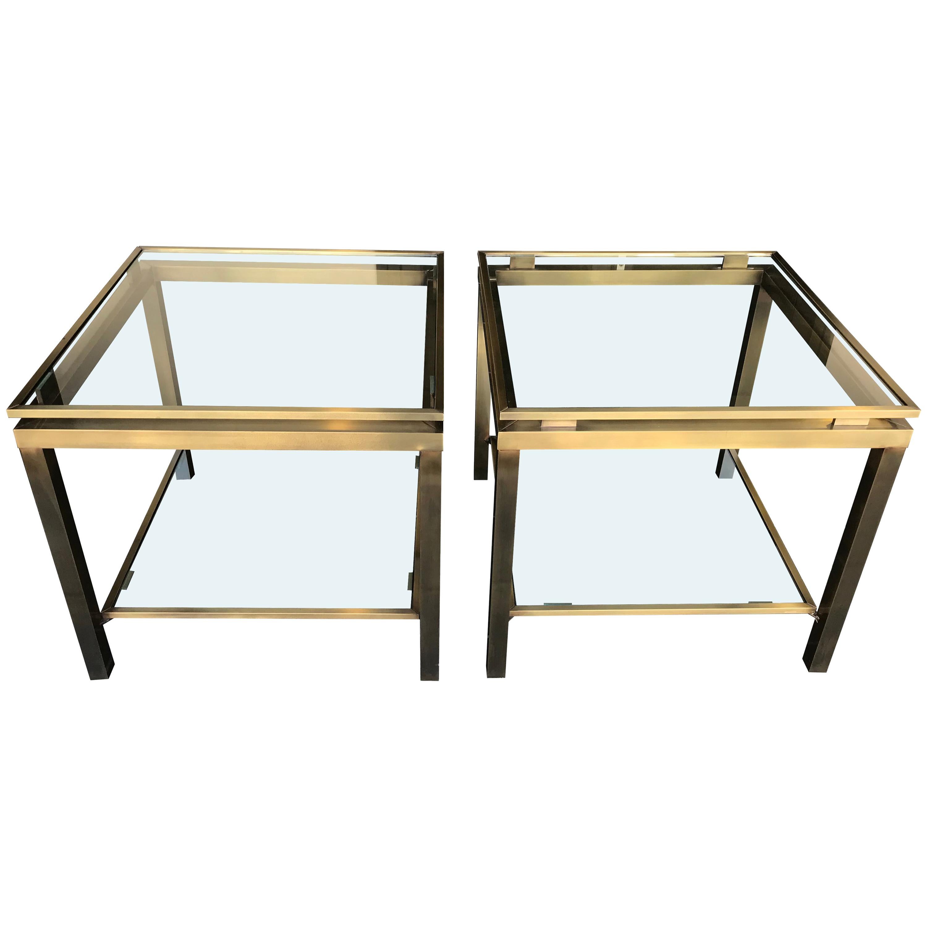 Pair of Gilt Metal Side Tables in the Guy Lefevre Style