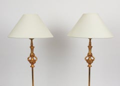 Pair of Gilt Metal Table Lamps by Nicolas De Wael for Fondica