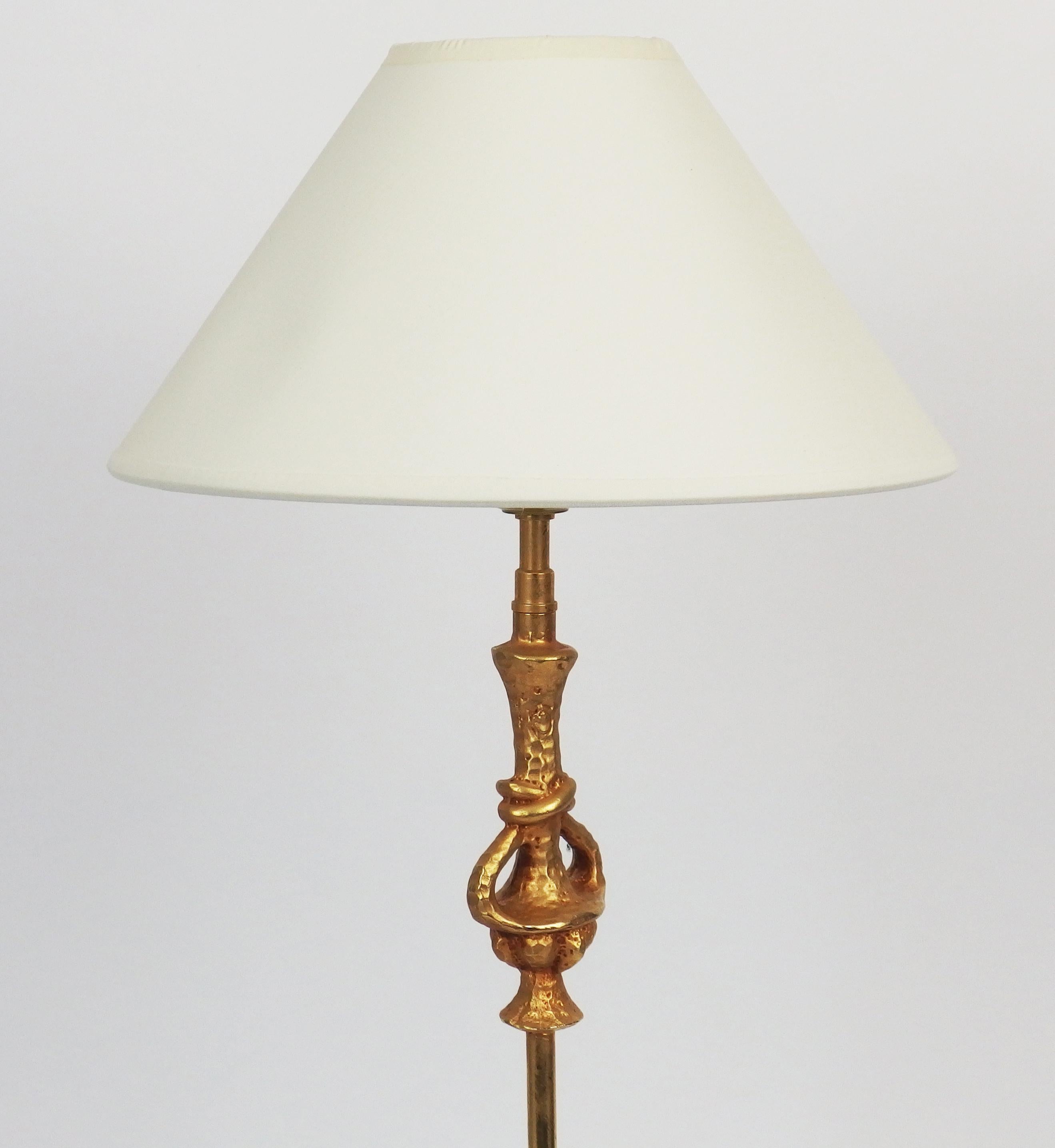 Late 20th Century Pair of Gilt Metal Table Lamps by Nicolas De Wael for Fondica For Sale