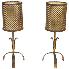 Pair of Gilt Metal Table Lamps