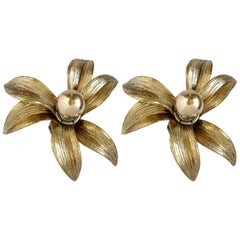 Pair of Gilt Metal Wall Ceiling Lights Flush Mounts, 1960s