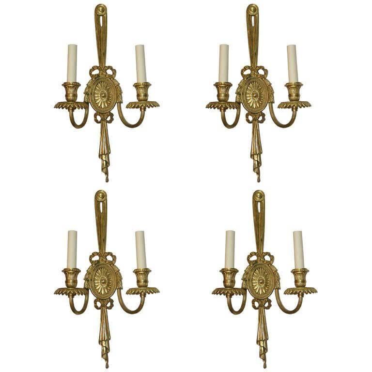 Pair of Gilt Neoclassic Sconces For Sale